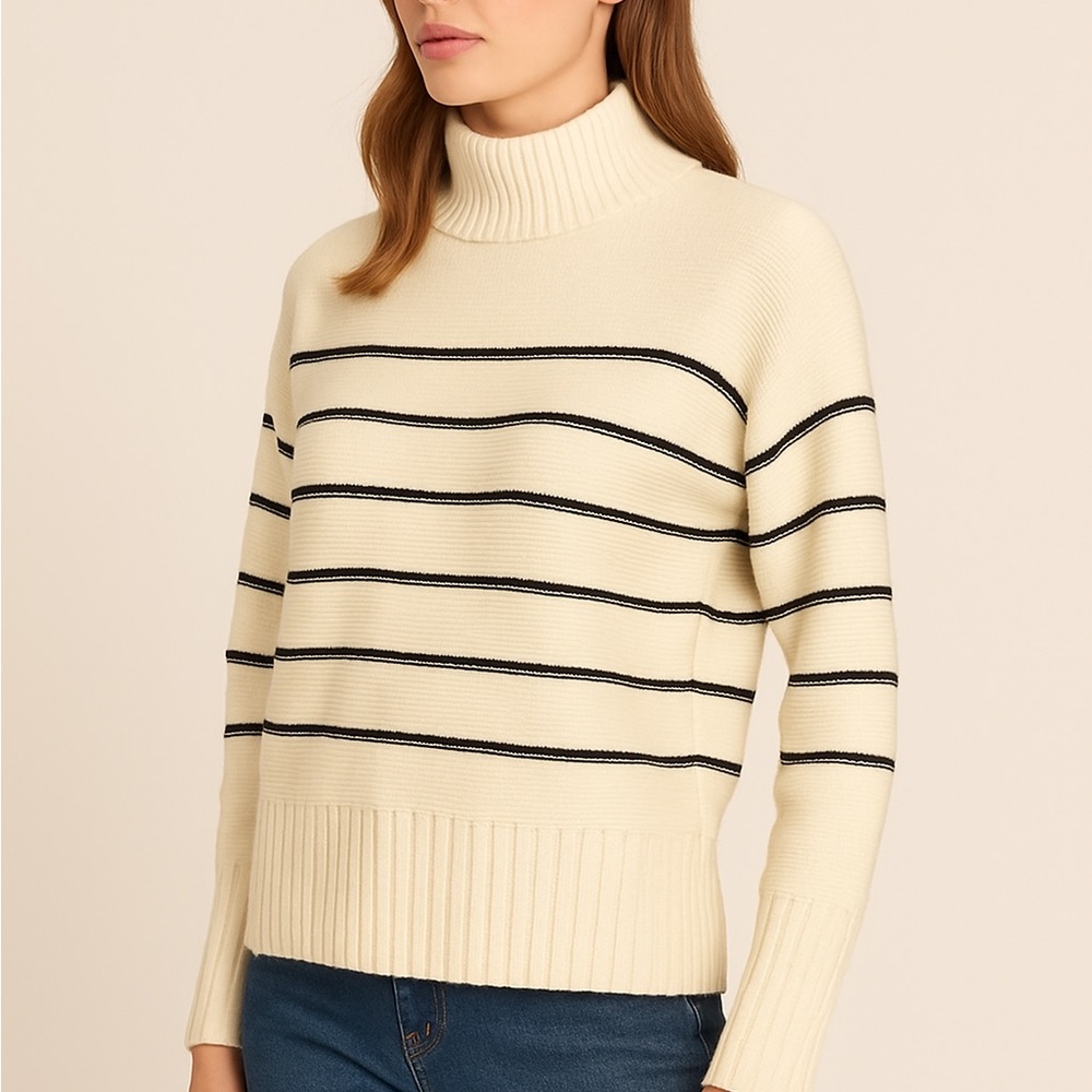 Etcetera’s‎ Striped Cozy Mock Neck Sweater / NWT / MSRP $195 / Size M